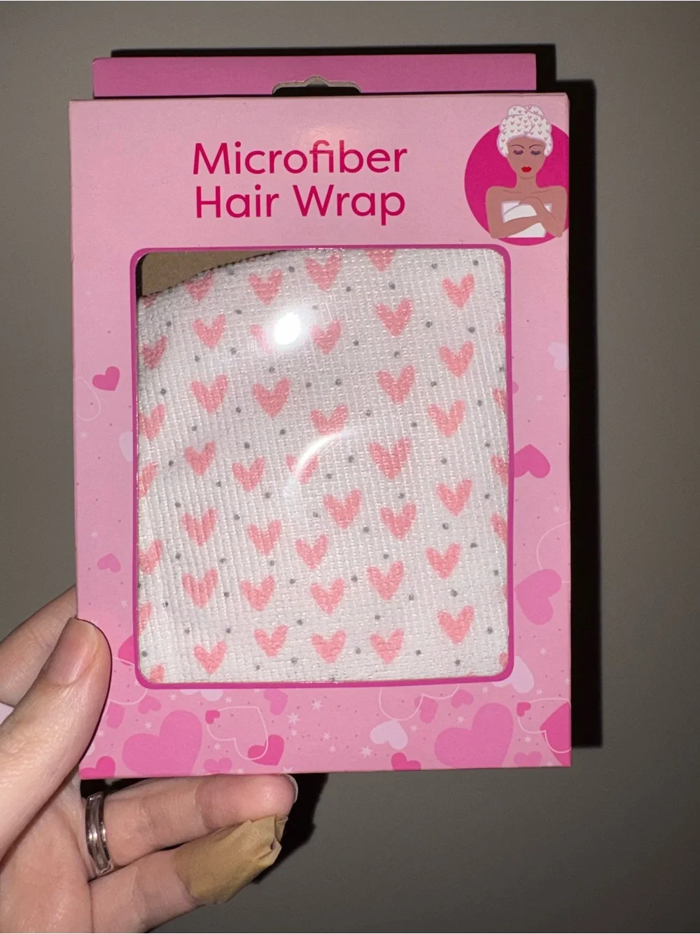 Microfiber Hair Wrap - Pink Heart Pattern